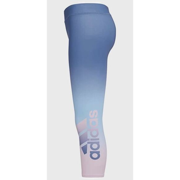 Adidas Aeroready Size 16 Girls Ombre Blue/Pink 7/8 Athletic Tights - Picture 2 of 9